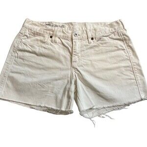 Madewell Womens‎ White Distressed High Waisted Denim Shorts Size 28